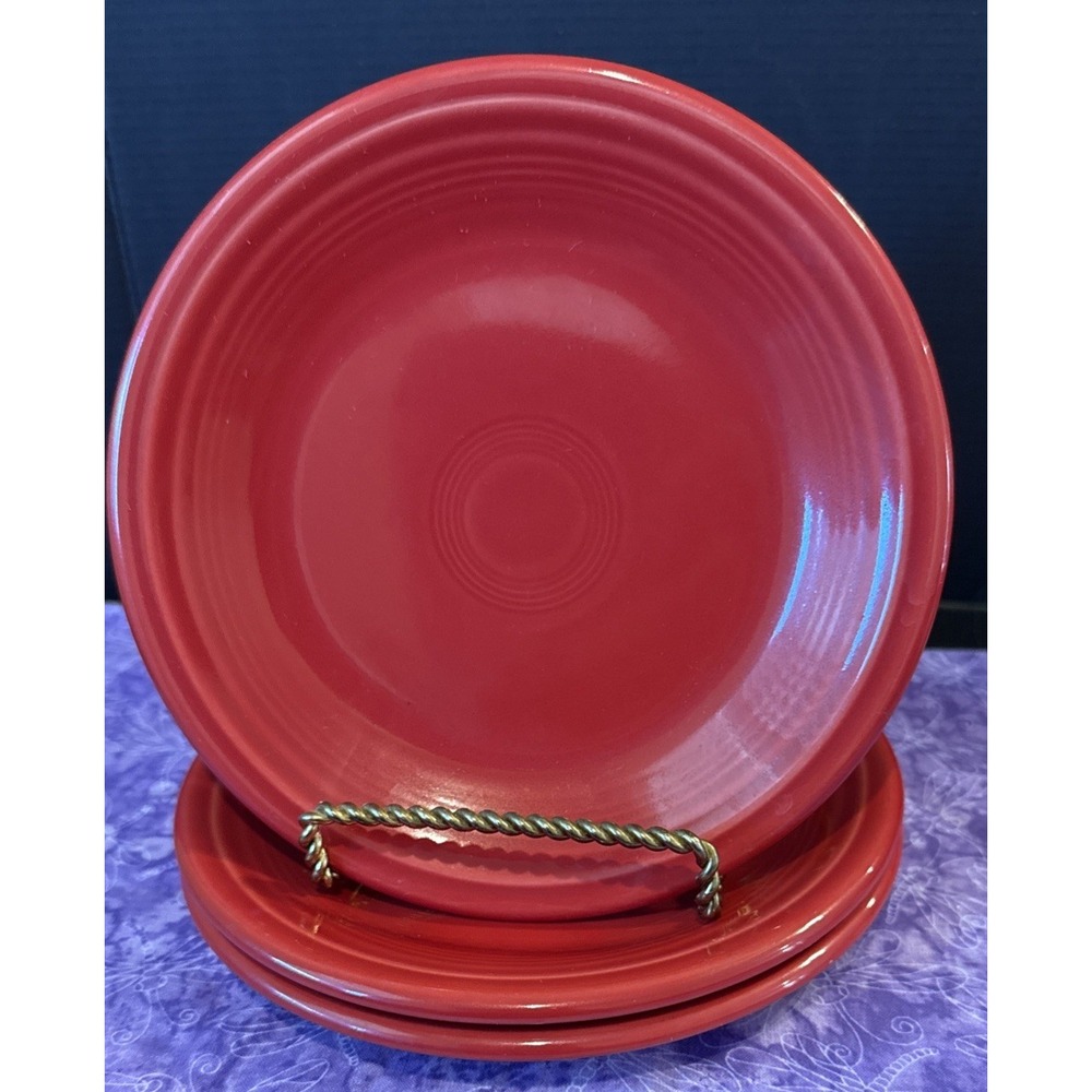 Fiestaware Scarlet Red Homer Laughlin Salad Plates Plate Fiesta USA Set Of‎ 3